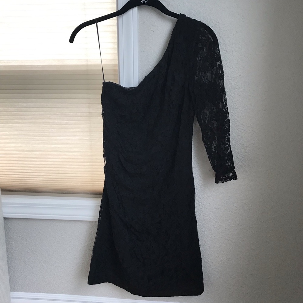 Express one-shoulder black lace dress